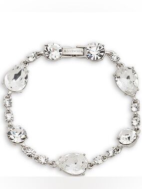 Givenchy Silver Tone Pear Rhinestone Flex Line Bracelet